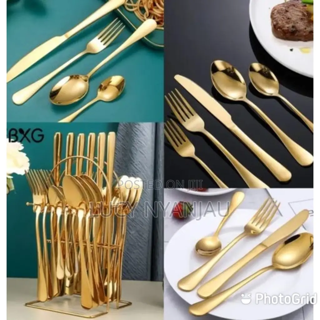 Cutlery Set , 24 PCS Gold