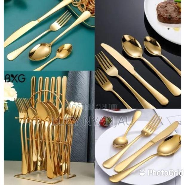 Cutlery Set , 24 PCS Gold