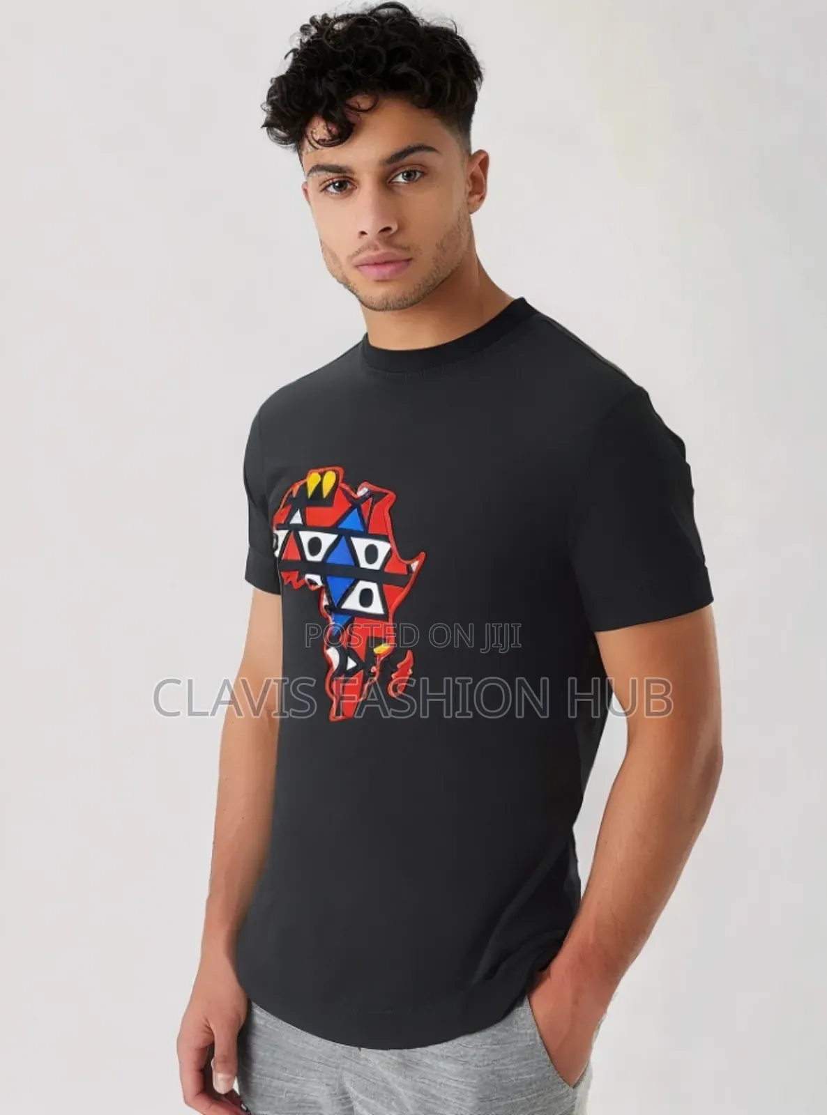 Black T-Shirt for Men and Women - Map of Africa