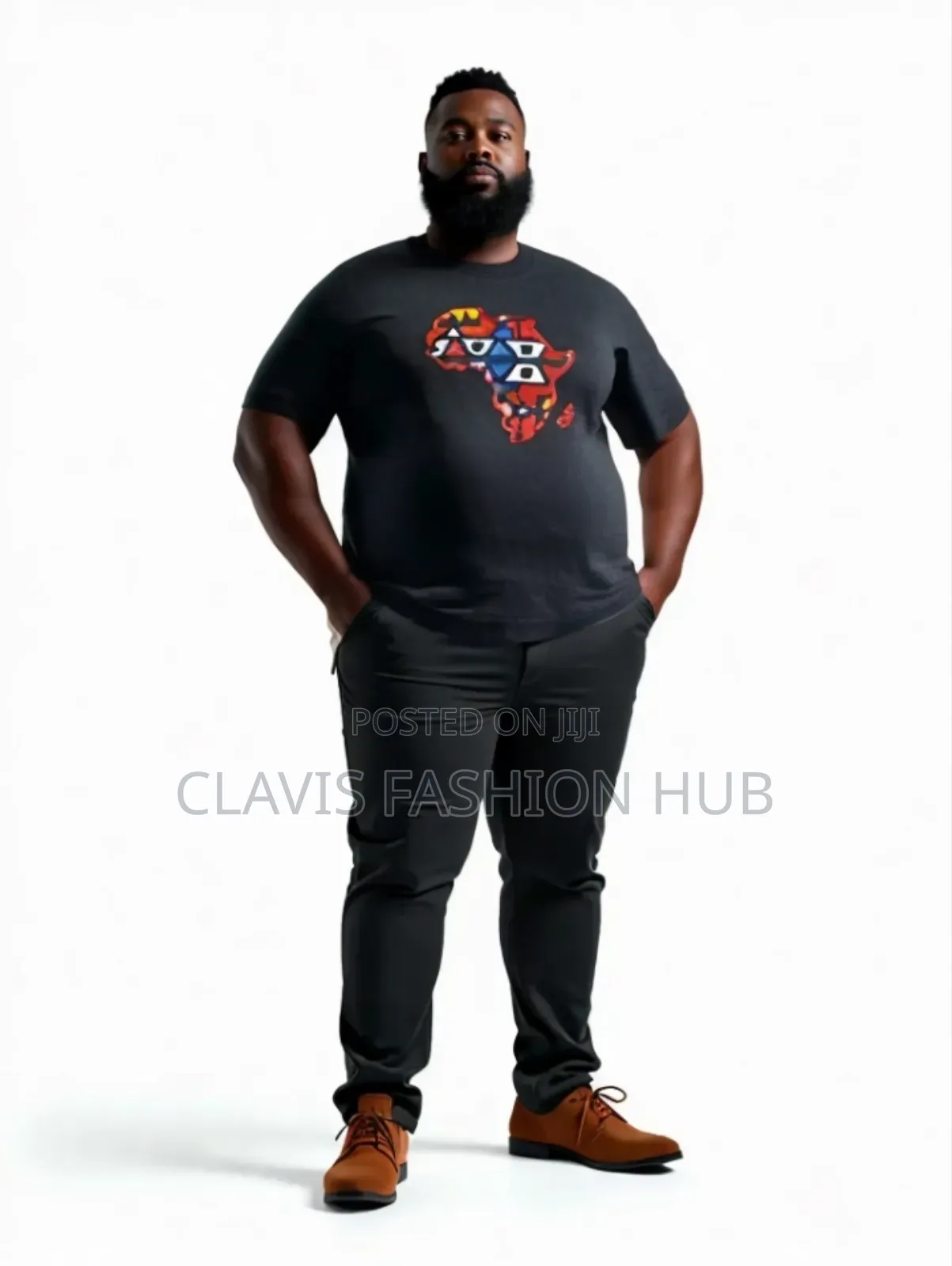 Black T-Shirt for Men and Women - Map of Africa