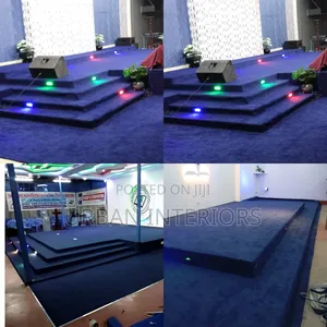Wall to Wall Blue Carpey With Lights