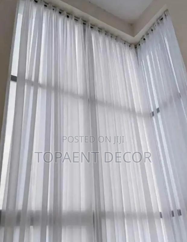 Cornered Window Milk White Sheer Curtains - main view