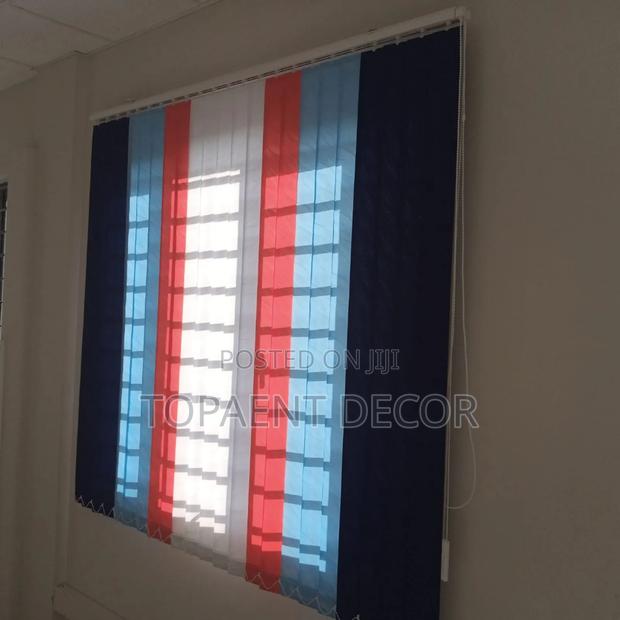 Black Blue Red and White Vertical Mix Window Blinds - main view