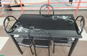 Black Dining Table With Four Dining Chairs