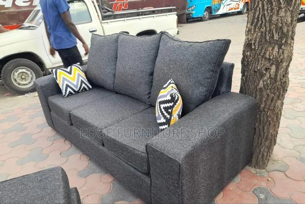 Plain Grey Three Seater Sofa Set on Sale