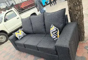 Plain Grey Three Seater Sofa Set on Sale