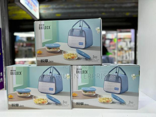 3pcs Blue Insulated Lunch Bag - thumbnail 2