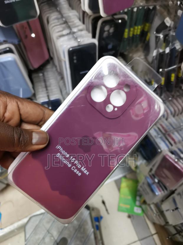 Soft Silicone Phone Case for iPhone 15 Pro Max -Maroon - thumbnail 3