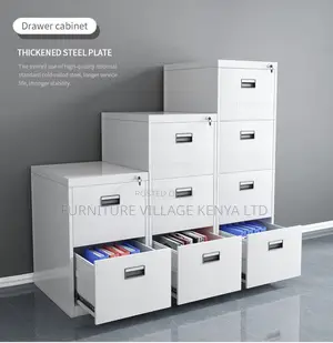Office Cabinet : 4-Drawer Metallic Filing Cabinet