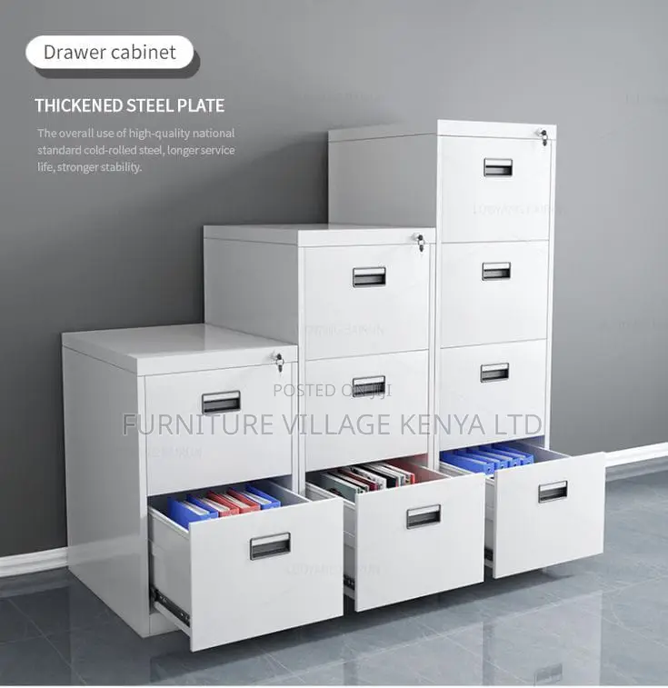 Office Cabinet : 4-Drawer Metallic Filing Cabinet