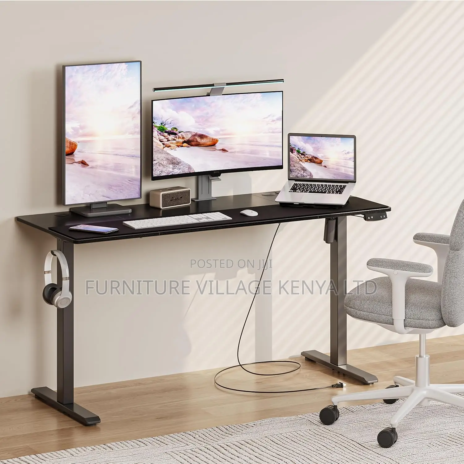 Office Desk: Manual Adjustable Standing Desk