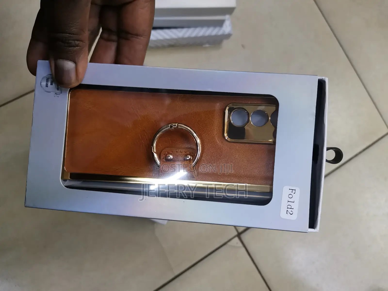 Electroplated Leather Case for Galaxy Z Fold2-Brown
