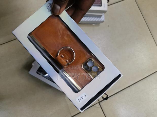 Electroplated Leather Case for Galaxy Z Fold2-Brown - thumbnail 2