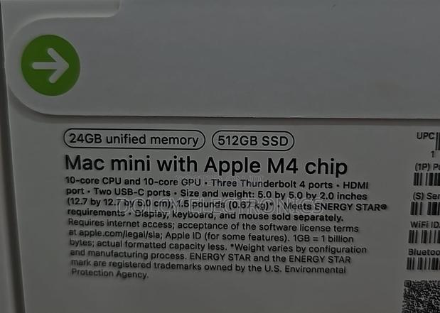 New Desktop Computer Apple Mac Mini M4 24GB SSD 512GB - main view