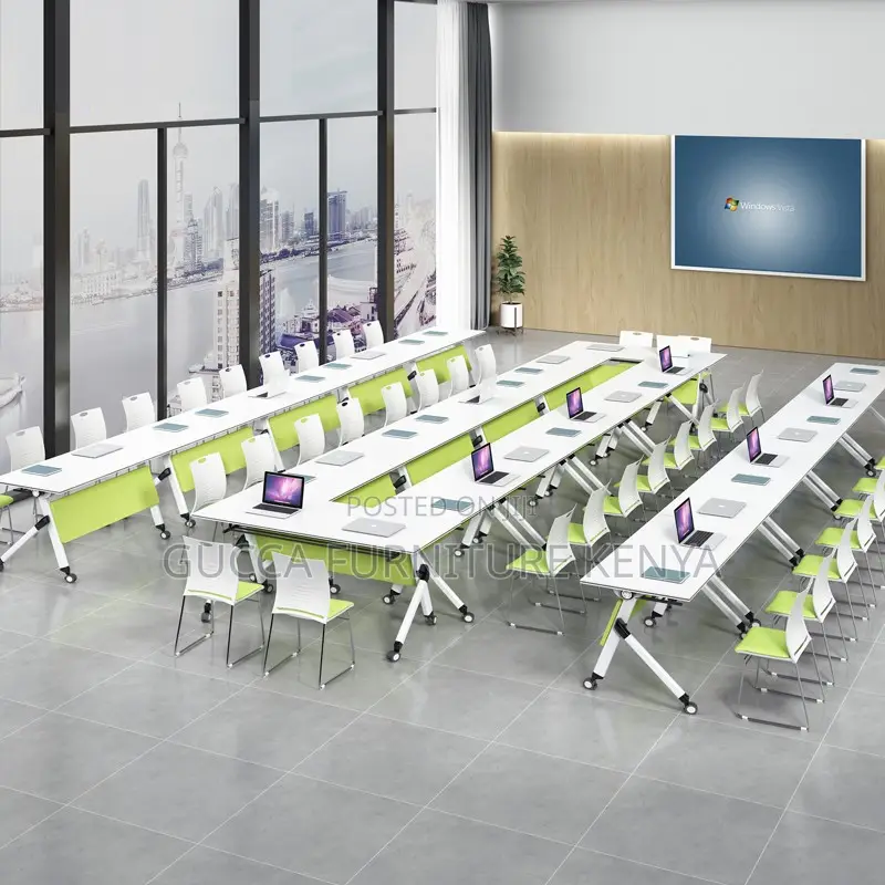 Office Tables: Modern Mobile Folding Training Table