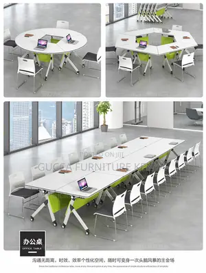 Office Tables: Modern Mobile Folding Training Table