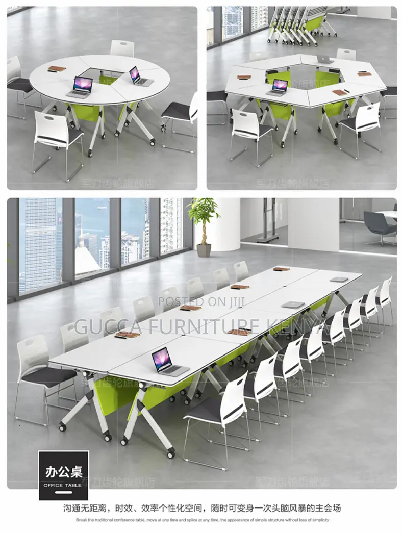 Office Tables: Modern Mobile Folding Training Table