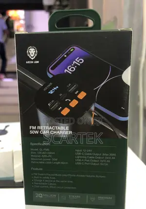 Fm Retractable 50W Car Charger