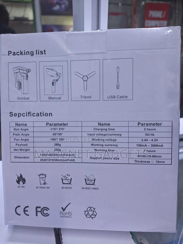 3 Axis Foldable Rotate Gimbal F5 Plus Rechargeable With Pan - thumbnail 2