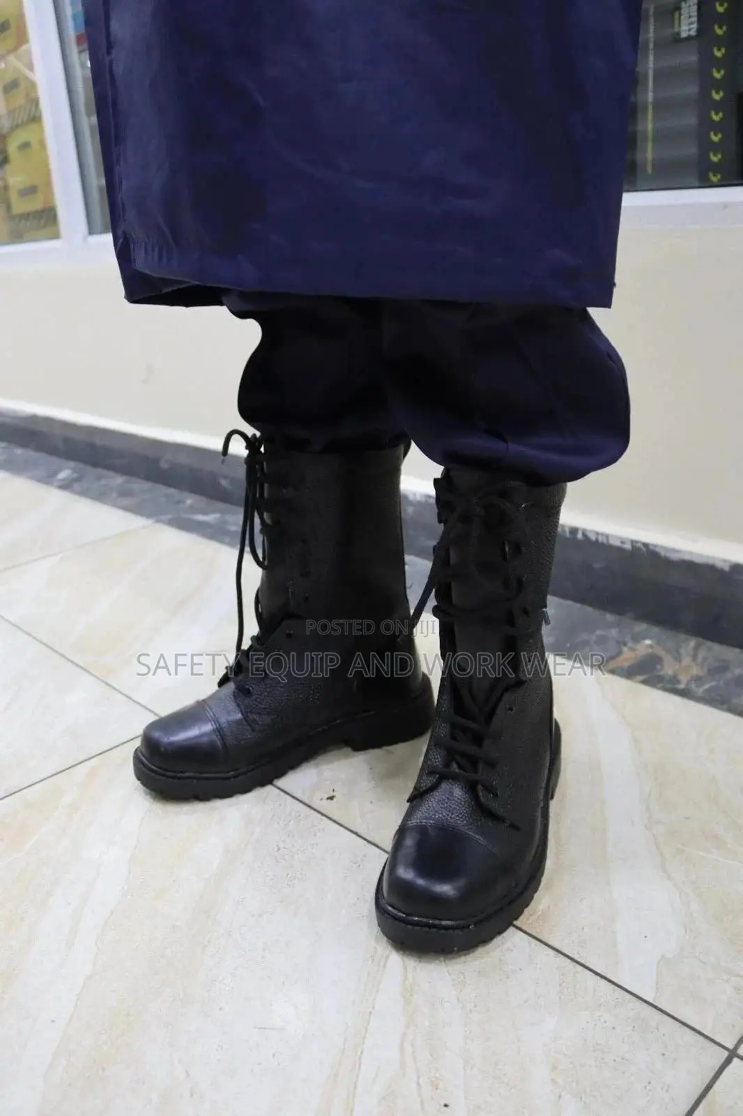 Security Guard Boots Black Leather