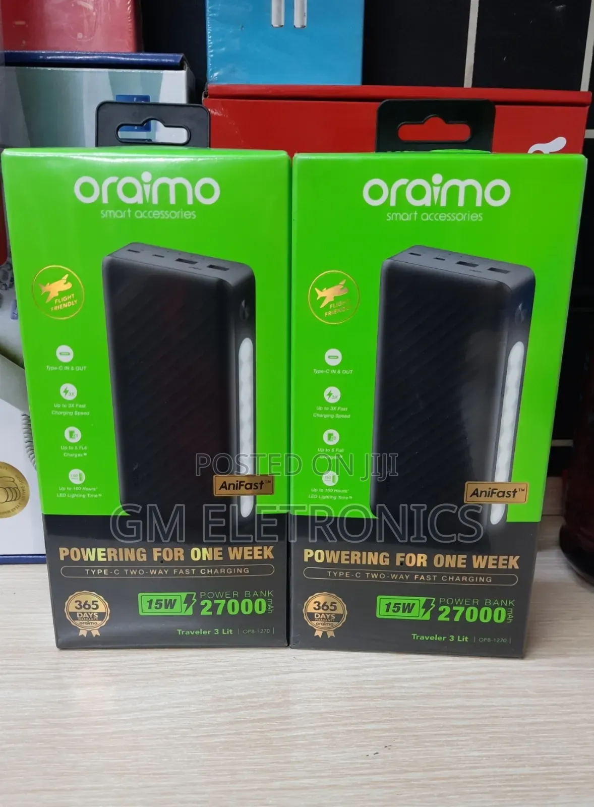 Oraimo OPB-1270 27000mah 15W Power Bank
-Black.
