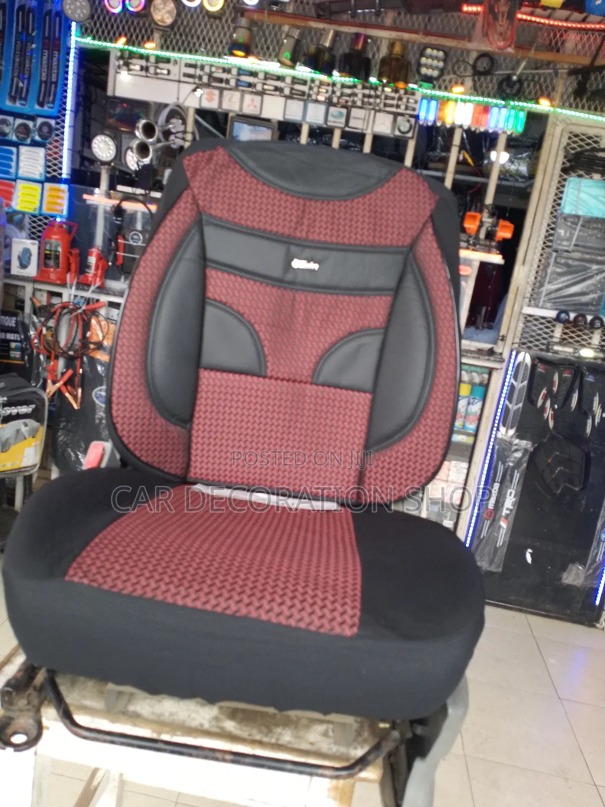 Maroon Heavy Fabric Seat Cover Witt Leather Patches