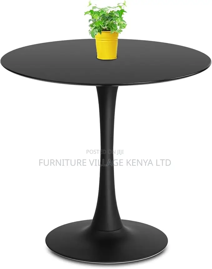 Dining Table: Round Black Marble Dining Table