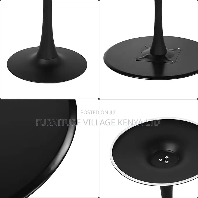 Dining Table: Round Black Marble Dining Table