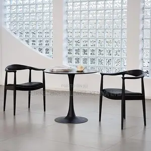 Dining Table: Round Black Marble Dining Table
