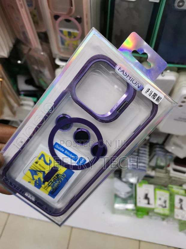 16 Pro Max Magsafe Case With Lense Protector- Purple Edges - thumbnail 3