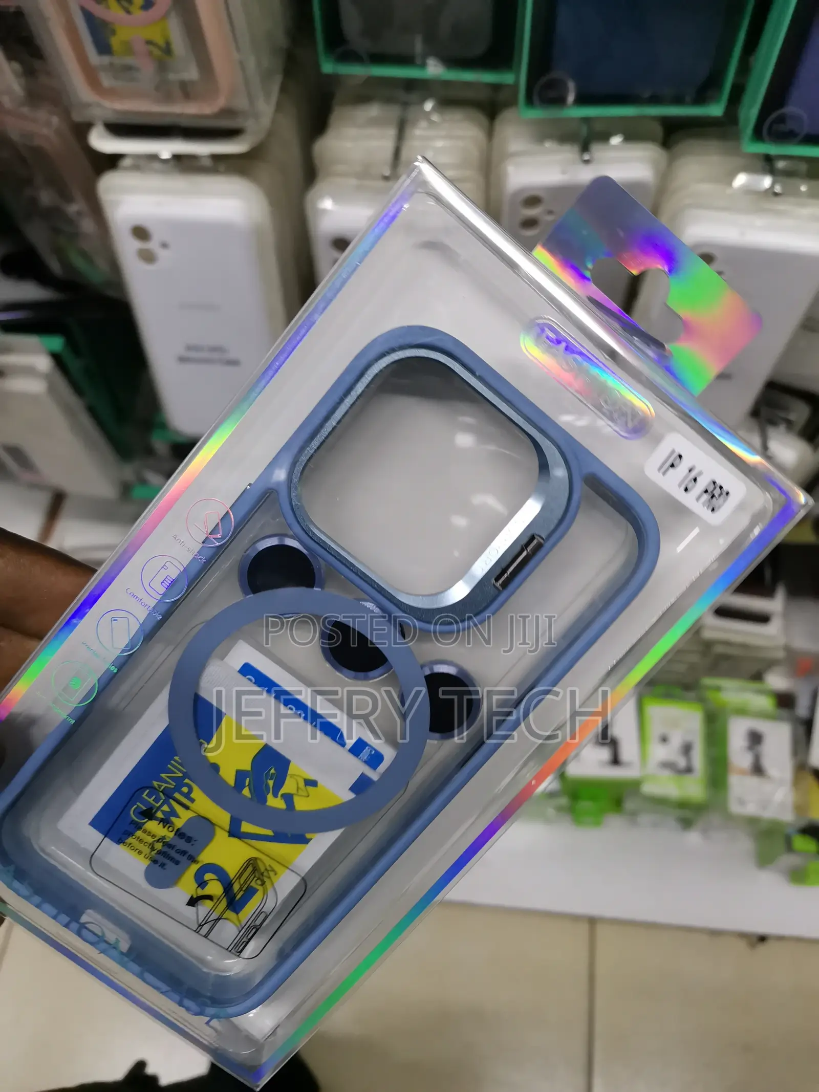 Magsafe Clear Case for 16 Pro With Lens Protector-Blue Edges