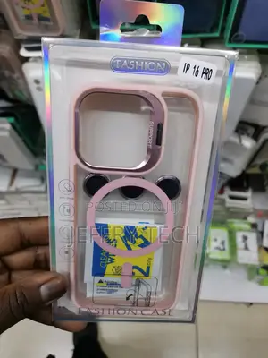 Magsafe Clear Case for 16 Pro With Lens Protector-Pink Edges