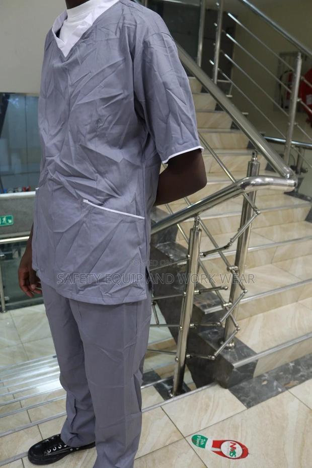 Surgical Scrubs Grey With A White V Shape Design Shirt - main view