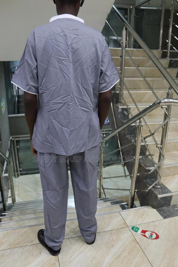 Surgical Scrubs Grey With A White V Shape Design Shirt - thumbnail 3