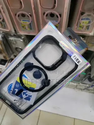 Magnetic Clear Case for 14 Pro Max With Lens Protector-Black