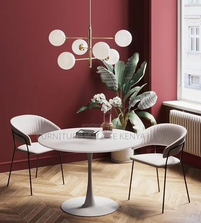Dining Table: Marble White Round Dining Table