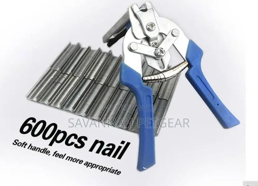 Cage Pliers + a Box of 600pcs Hog Rings Nails M-Shaped Ring Nails