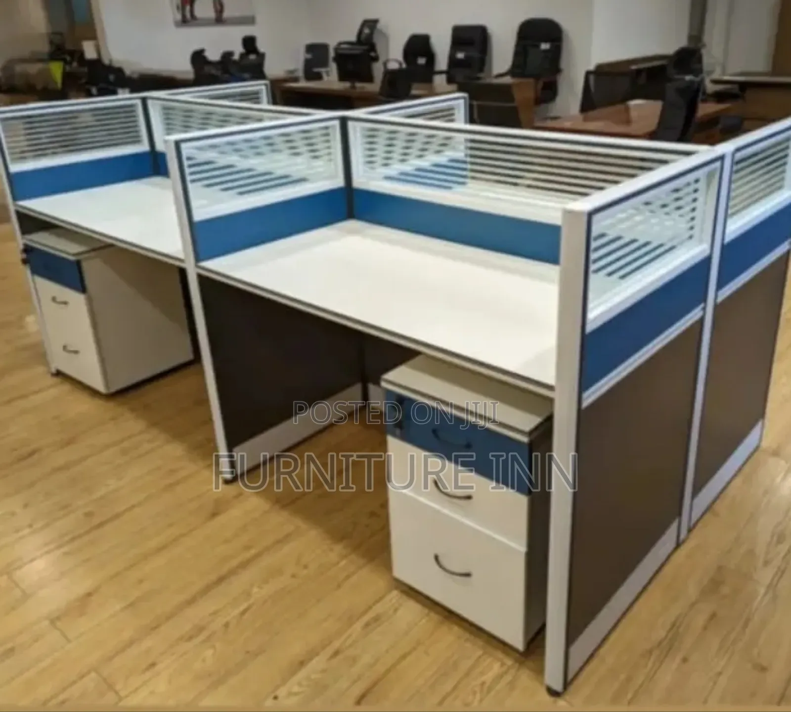 Office Workstation 4 Way Blue Workstation.