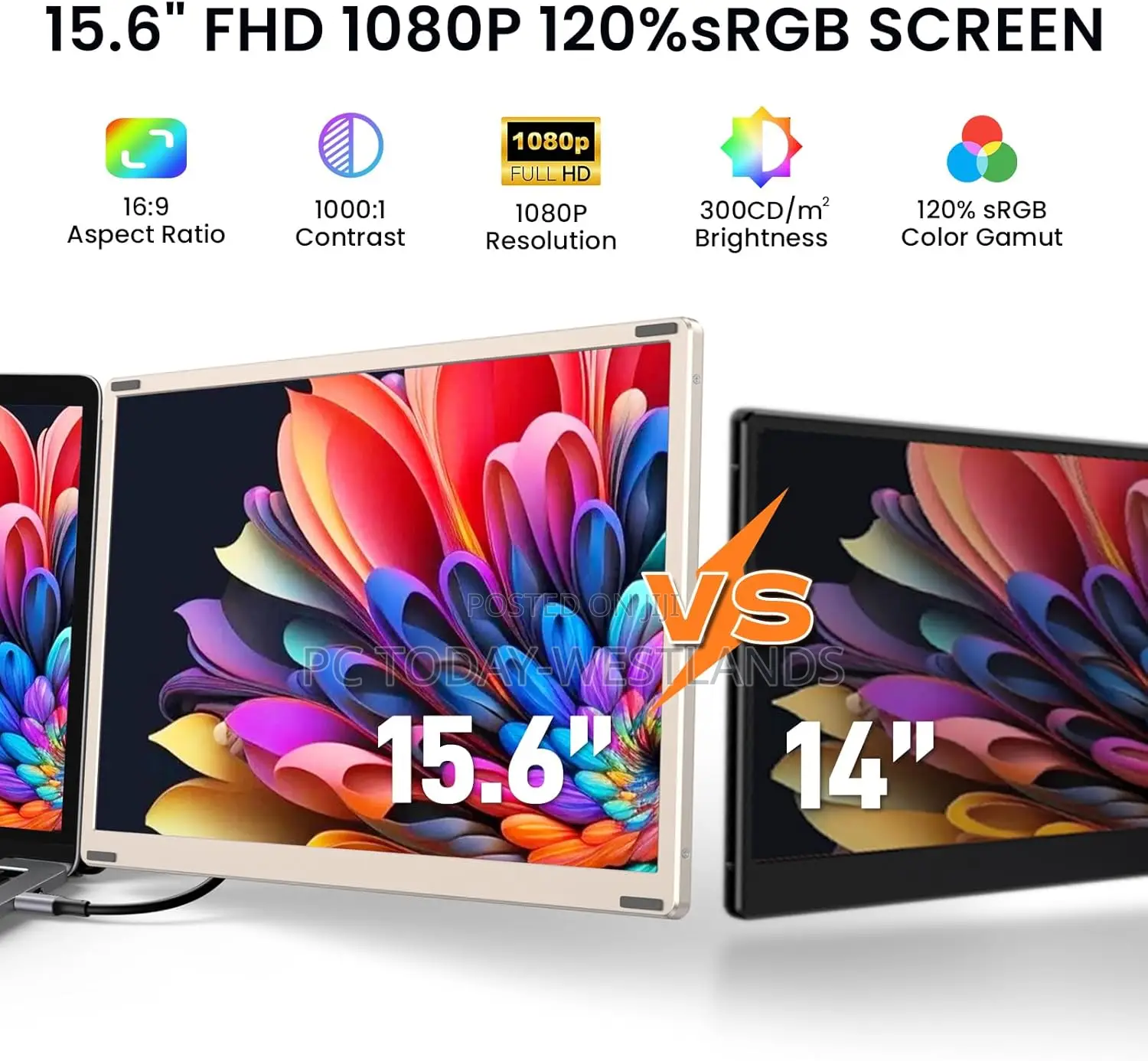 CEVATON Triple Laptop Screen Extender120% SRGB FHD Detachabl