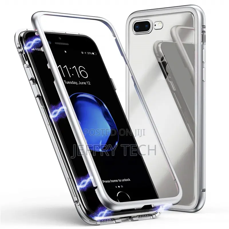 Magnetic Case For iPhone 6 6S 7/8 7/8 Plus X Clear Tempered Glass
