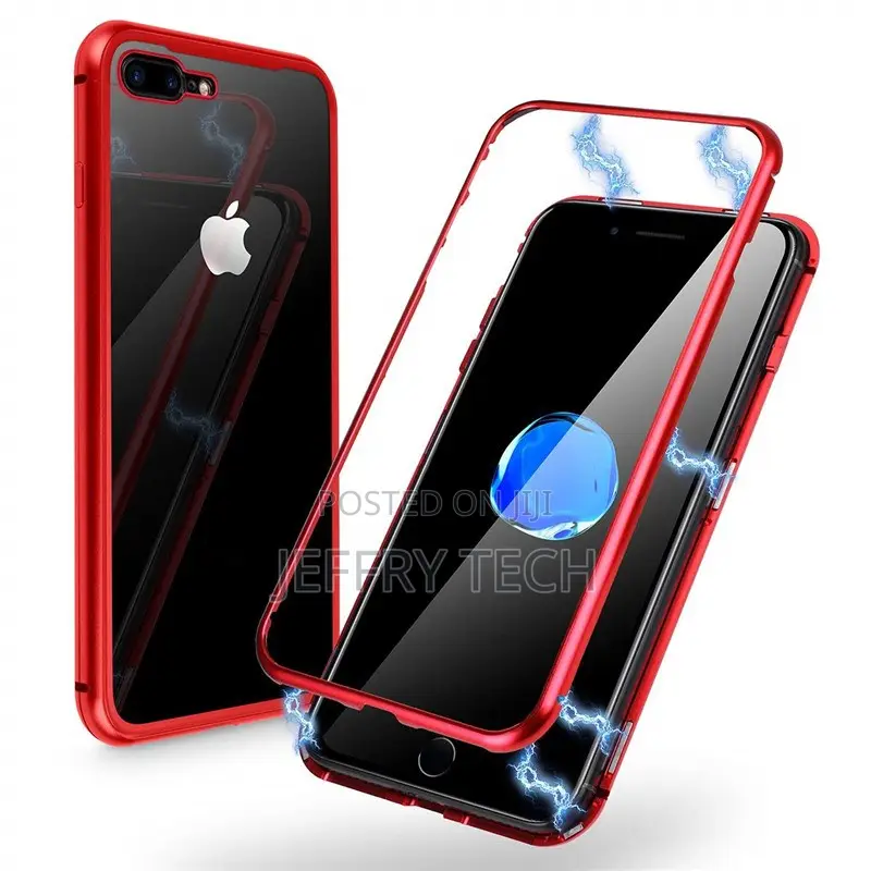 Magnetic Case For iPhone 6 6S 7/8 7/8 Plus X Clear Tempered Glass