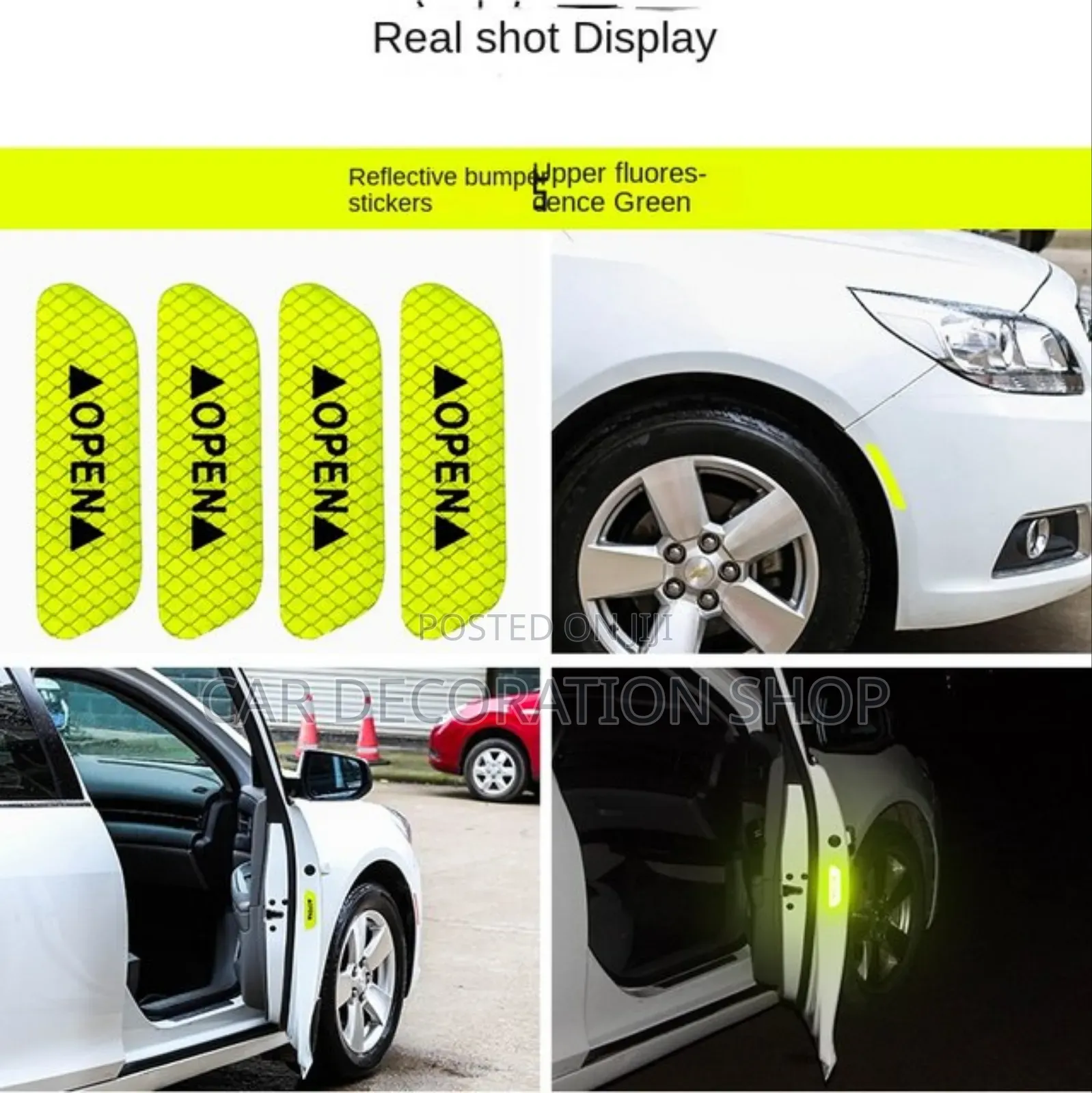 4pcs Luminous Green Door Anti Collision Safety Warninsticker