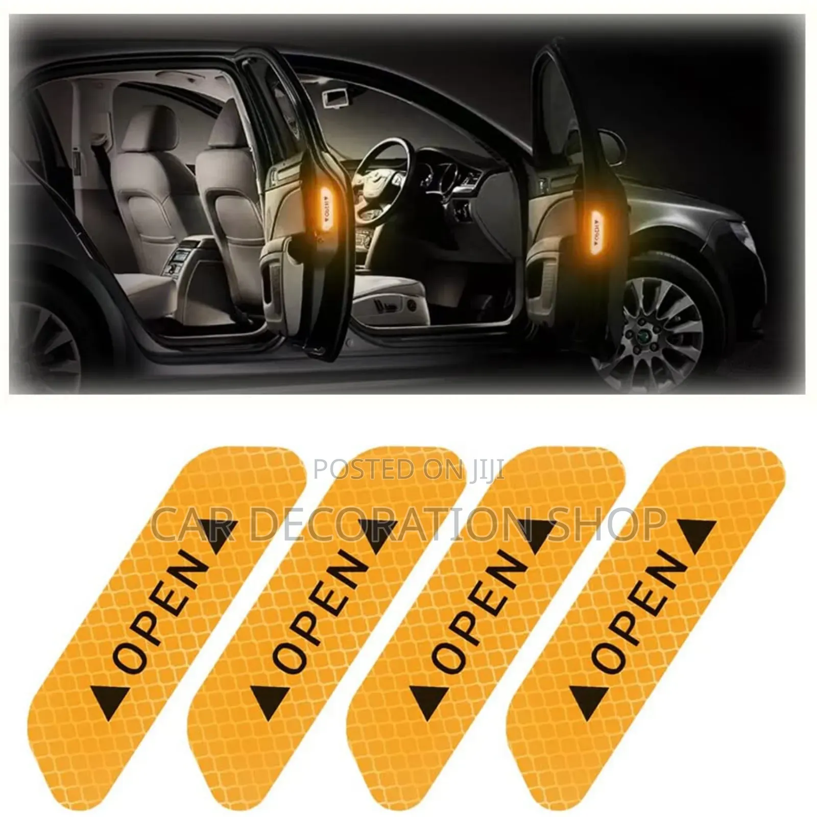 4pcs Yellow Reflective Door Sticker