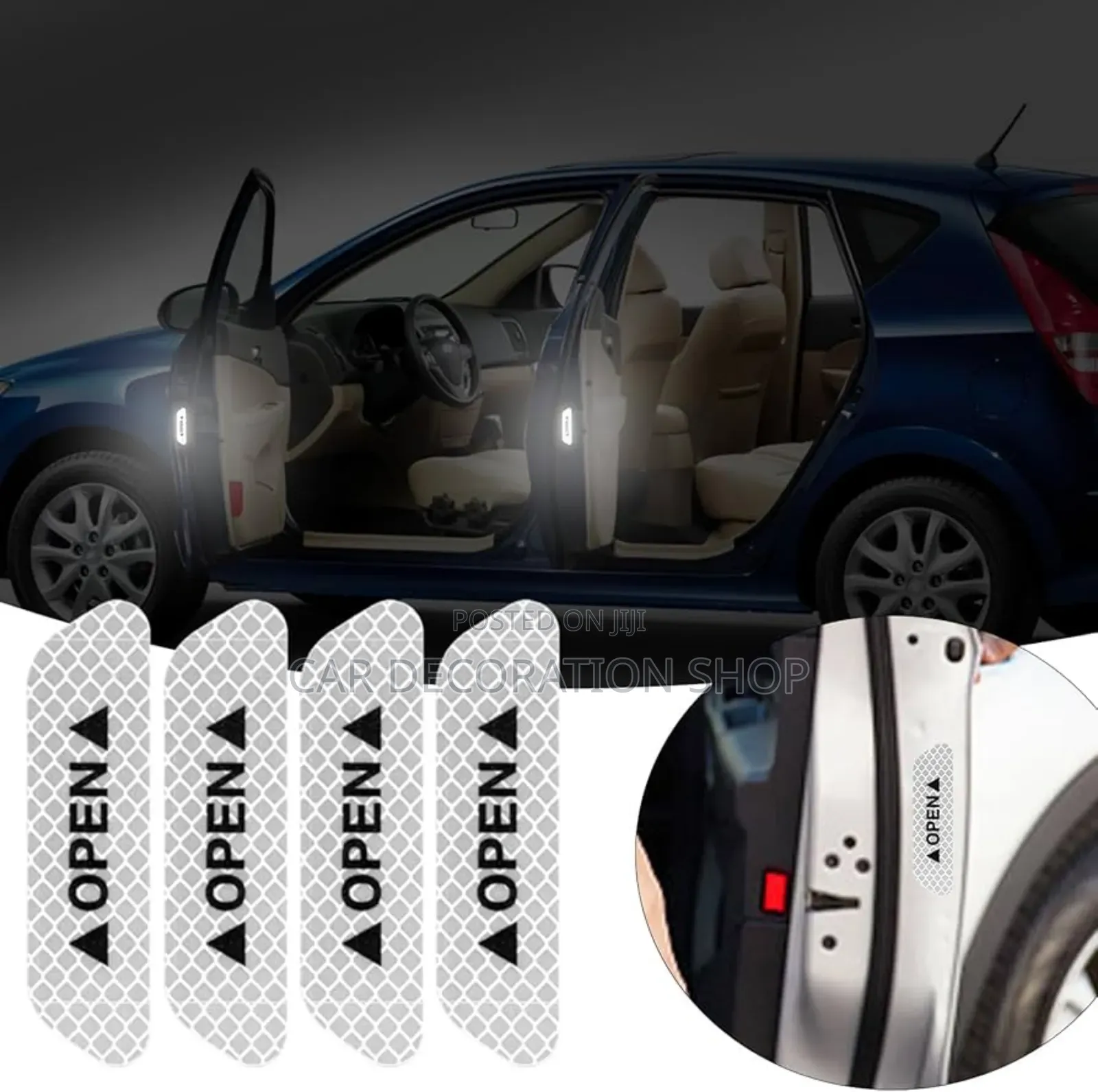 4pcs Door Reflective White Night Stickerdy