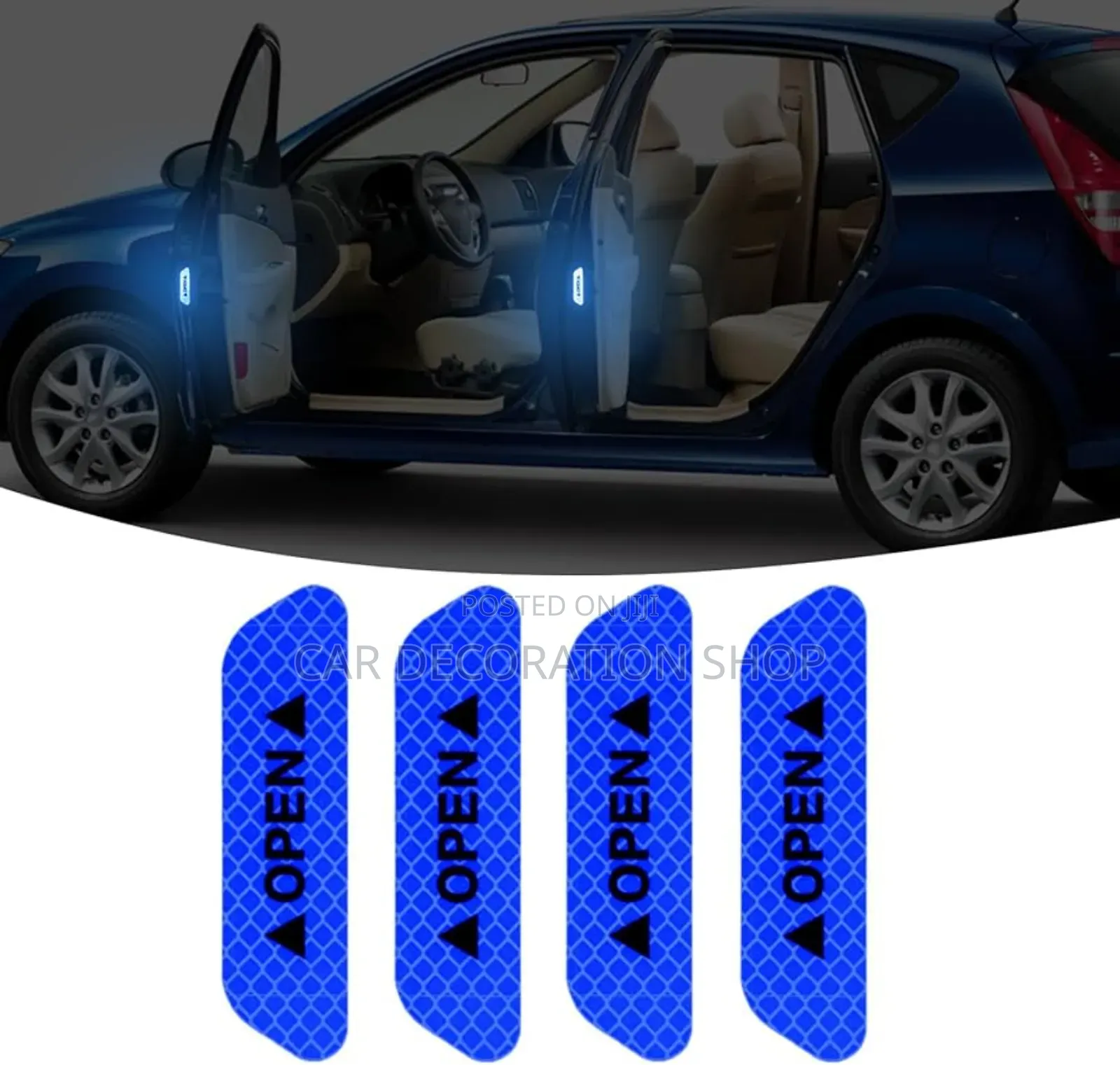 4pcs Blue Open Reflective Tape Stickers