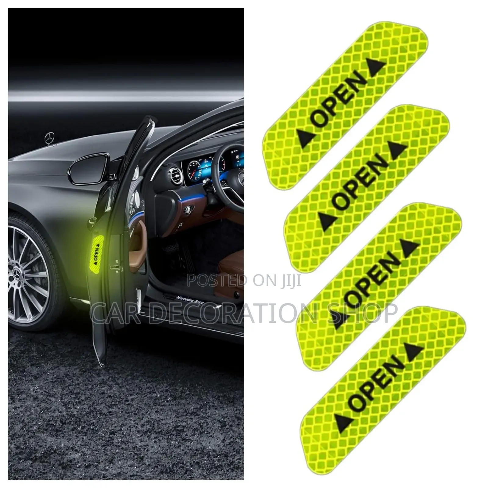 4pcs Green Door Open Sign Warning Reflective Stickers Tape