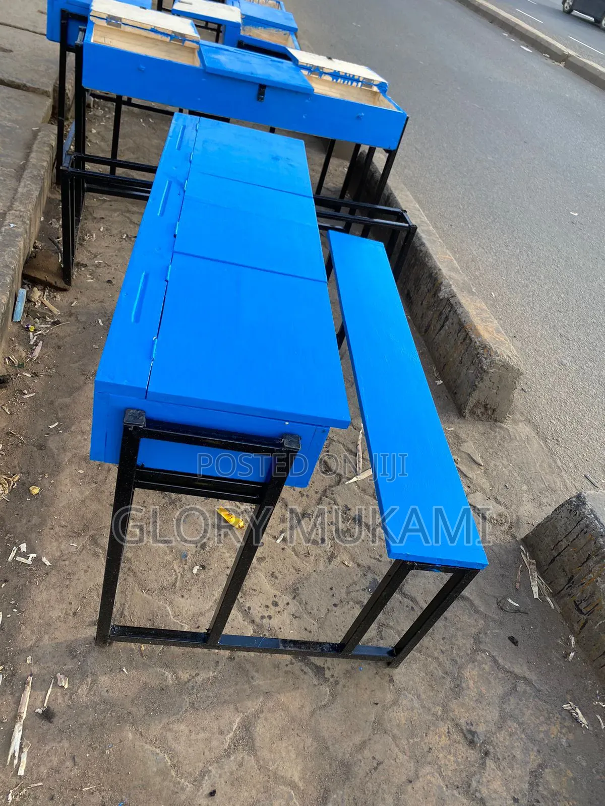 3 Drawer School Desk Blue