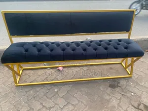 Black 6 Seater Waiting Bench