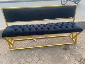 Black 6 Seater Waiting Bench