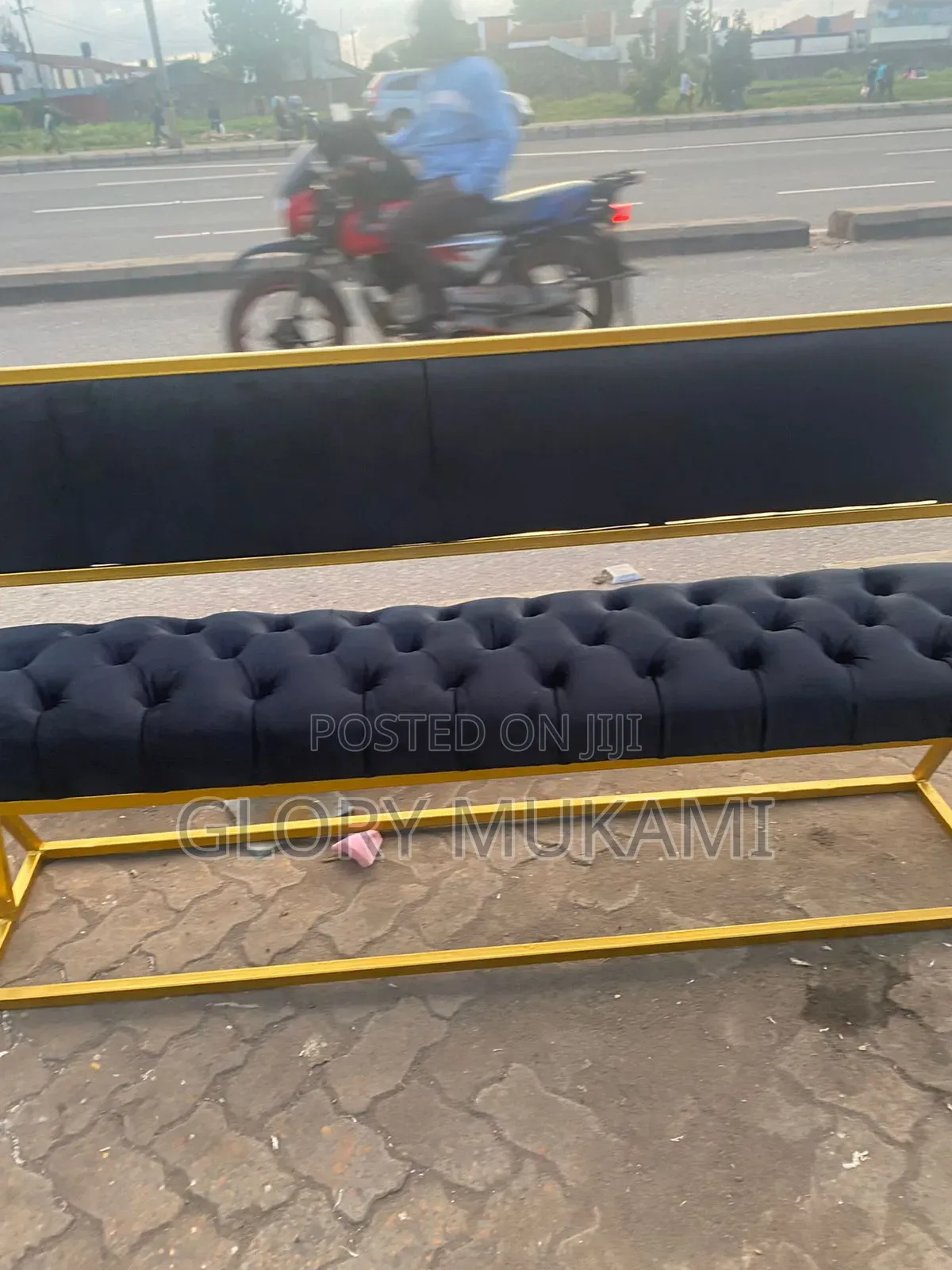 Black 6 Seater Waiting Bench